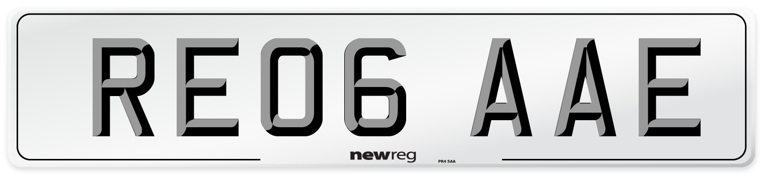 RE06 AAE Number Plate from New Reg